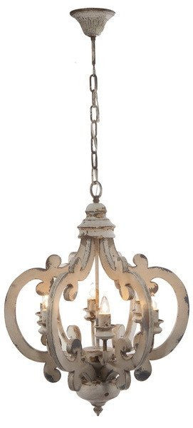 White Distressed 6 Light Chandelier - Out of the Woodwork Designs