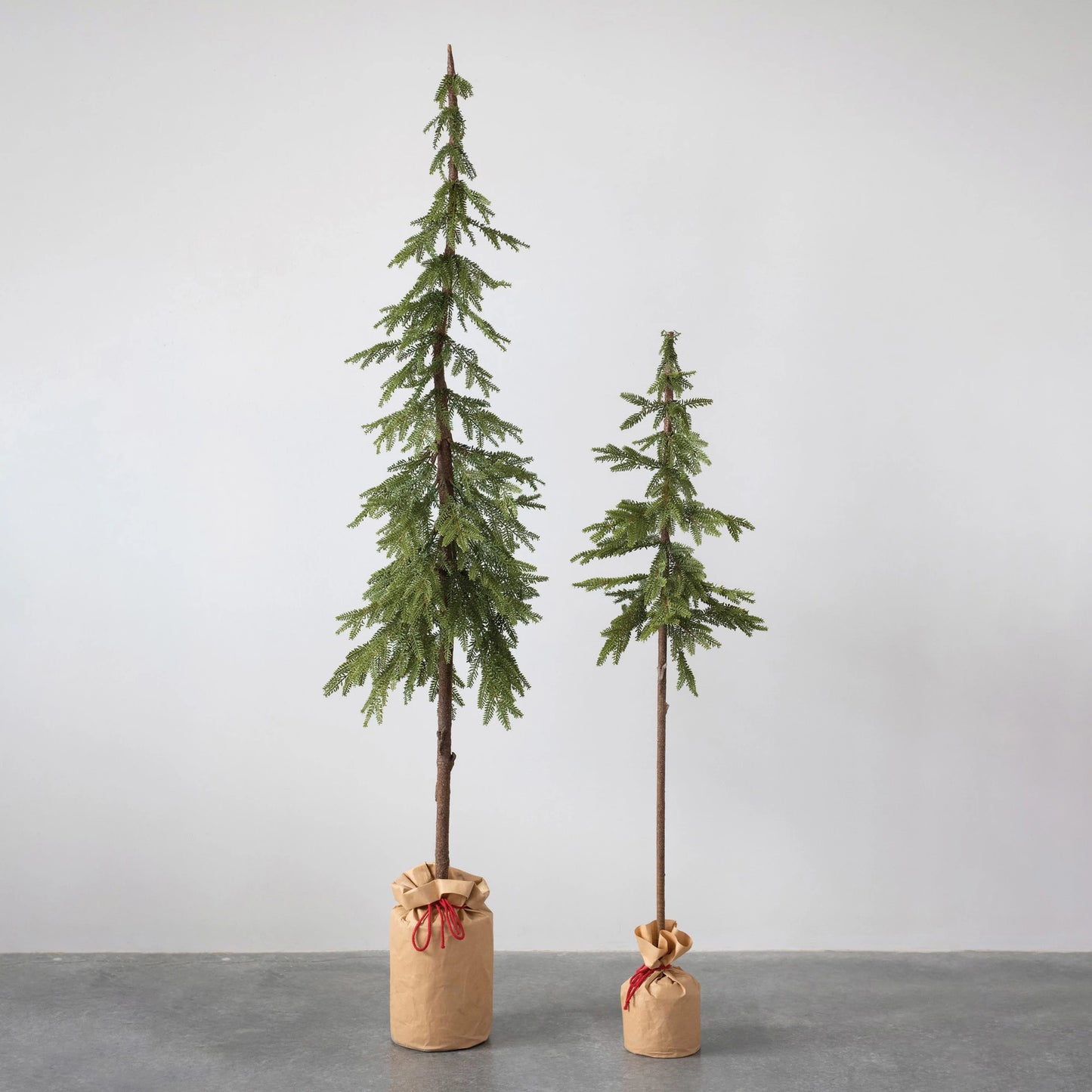 Faux Pole Pine Tree in Paper Sack - 2 Sizes